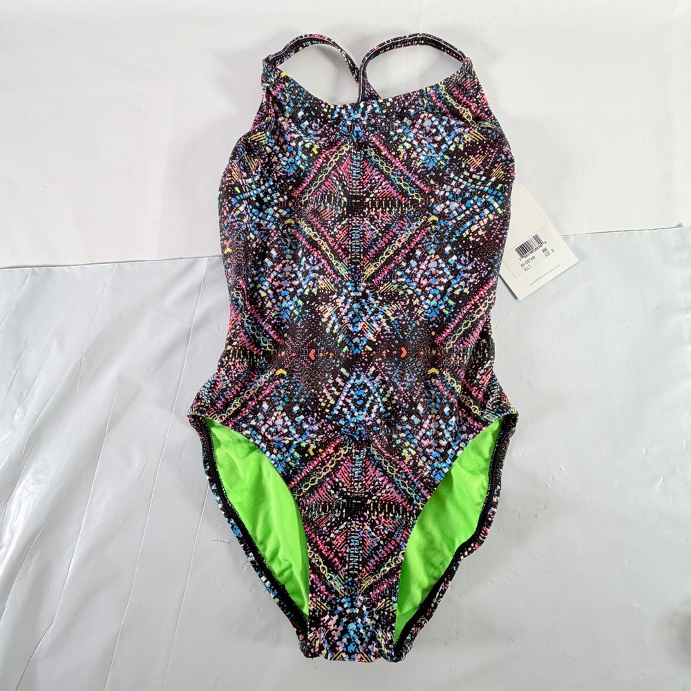 Dolfin Uglies Revibe Star Light Low X-Back One Piece Swimsuit Multi Girls 30 NWT